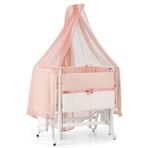 Meltem Smart Mood Sallanır Anne Yanı Beşik Ahşap Bebek Beşiği 50x90 cm (beyaz-pembe)