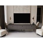 Melura Home Lunaris Tv Ünitesi - Tv Sehpası 200 Cm %100 Mdf Lake Ahşap Ayaklı Gri