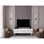 Melura Home Melura Tv Ünitesi - Tv Sehpası 160 Cm %100 Mdf Lake Ahşap Ayaklı Beyaz