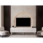 Melura Home Melura Tv Ünitesi - Tv Sehpası 180 Cm %100 Mdf Lake Ahşap Ayaklı Beyaz