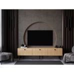 Melura Tv Ünitesi - Tv Sehpası 180 cm %100 Mdf Lake Ahşap Ayaklı - Safir Meşe