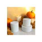 Melusina Candle 3 ' Lü Dekoratif Taş Desenli Beton Kapaklı Model Mumluk Ve Kokulu Vegan Soya Wax Mumu beyaz 10 x 15