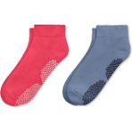Mem Socks 2'li Organik Pamuklu Dikişsiz Havlu(Kalın) Pilates-Yoga-Dans Çorabı - Pembe - Mavi - 36 - 40