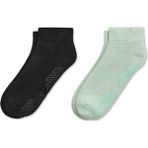 Mem Socks 2'li Organik Pamuklu Dikişsiz Havlu(Kalın) Pilates-Yoga-Dans Çorabı - Siyah - Yeşil - 36 - 40