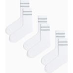Mem Socks 3'lü Havlu Taban (Tabanı Kalın) Dikişsiz Boğazı Lastik Örgülü Triko Tenis Çorabı - Beyaz - Gri - 36 - 39