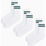 Mem Socks 3'lü Havlu Taban (Tabanı Kalın) Dikişsiz Boğazı Lastik Örgülü Triko Tenis Çorabı - Beyaz - Yeşil - 36 - 39