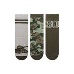 MEM SOCKS 3'lü Kamuflaj Tank Desenli Kaydırmaz Çocuk Havlu Çorap 28-30