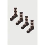 Mem Socks 4'lü Ekose Desenli Erkek Çorabı - 43 - 46 - Kahverengi