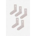Mem Socks 5'li Havlu Taban (Tabanı Kalın) Boğazı Lastik Örgülü Triko Dikişsiz Tenis Çorabı - Bej - 36 - 40