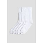 Mem Socks 5'li Havlu Taban (Tabanı Kalın) Boğazı Lastik Örgülü Triko Dikişsiz Tenis Çorabı - Beyaz - 36 - 40