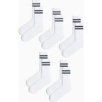 Mem Socks 5'li Havlu Taban (Tabanı Kalın) Boğazı Lastik Örgülü Triko Dikişsiz Tenis Çorabı - Beyaz - Füme