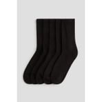 Mem Socks 5'li Havlu Taban (Tabanı Kalın) Boğazı Lastik Örgülü Triko Dikişsiz Tenis Çorabı - Siyah - 41 - 46