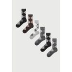 Mem Socks 6'lı Ekose Desenli Erkek Çorabı - 43 - 46 - Çok Renkli