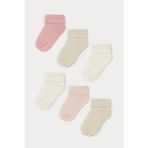 MEM SOCKS 6'lı Organik Pamuklu Kaydırmaz Çocuk-Bebek Çorabı (pembe-bej-krem, 3-5 yaş)