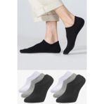 Mem Socks 6'lı Silikonlu-Dikişsiz Bambu Sneaker(Görünmez) Çorap - Siyah-Beyaz-Gri - 41 - 45