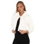 memetti m şekil Kadın Beyaz Dışı Kürklü İçi Astarlı Luxury Crop Ceket