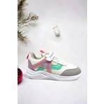 Memory Foam Tabanlı Desenli Cırt Cırtlı Çocuk Sneakers (ÇOCUKSPOR08-BEyazPembe )