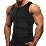Memoryee Erkek Sauna Sweat Fermuarlı Yelek Kilo Kaybı Sıcak Neopren Korse Bel Eğitmeni Vücut Üst Şekillendirici Zayıflama Gömlek Egzersiz Takımı/Siyah (Çift Kemer) /3XL