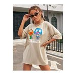 memowear Unisex Gumball Baskılı Rahat Kesim Bej T-Shirt
