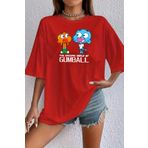 memowear Unisex Gumball Baskılı Rahat Kesim Kırmızı T-Shirt