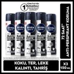 MEN Erkeak Sprey Deodorant Black & White Invisible Original 150ml, 72 Saat Anti-Perspirant, X5 Adet - 150 ml