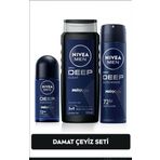 Men Erkek Damat Çeyiz Bohça Seti Deep Dimension, Duş Jeli 500ml, Sprey Deodorant 150ml, Roll-on 50ml