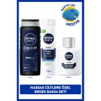 MEN Erkek Deep Dimension Duş Jeli 500ml, Hassas Tıraş Jeli ve Tıraş Sonrası Balsam 100ml, Lif Hediye