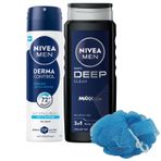 MEN Erkek Deep Dimension Duş Jeli 500ml ve Sprey Deodorant Derma Control Defend 150ml, Lif Hediyeli