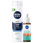 Men Erkek Hassas Tıraş Jeli 200ml Ve Derma Skin Clear Karşıtı Serum 30ml, Cilt Bakım Seti