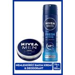 MEN Erkek Nemlendirici Krem 75ml ve Sprey Deodorant Fresh Active 150ml, Ter Kokusuna 48 Saat Koruma