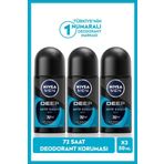 MEN Erkek Roll-on Deodorant Deep Beat 50ml, 72 Saat Koruma, X3 Adet