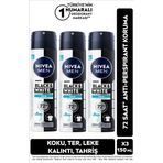 MEN Erkek Sprey Deodorant Black & White Invisible Fresh 150ml, 72 Saat Anti-perspirant, X3 Adet