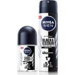 MEN Erkek Sprey Deodorant Black&White 150ml ve Mini Roll-on Black&White 25ml, 48 Saat Koruma - 150 ml