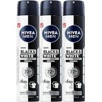 Men Erkek Sprey Deodorant Black&White Invisible 200Ml, 72 Saat Anti-Perspirant, X3 Adet, Avantajlı Set
