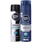 Men Erkek Sprey Deodorant Black&White Invisible Fresh 48 Saat Anti-Perspirant Koruma 150Ml Men Protect&Care Tıraş Jeli 200Ml, Kuru Ciltler İçin, P