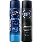 Men Erkek Sprey Deodorant Deep Dimension 48 Saat Koruma, 150 Ml, Erkeksi Koku + Men Erkek Sprey Deodorant Fresh 150Ml, Ter Ter Kokusuna Karşı 48 Saat Deodorant Koruması