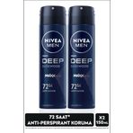 MEN Erkek Sprey Deodorant Deep Dimension Aktif Karbon 150ml, 72 Saat Anti-perspirant Koruma, X2 Adet