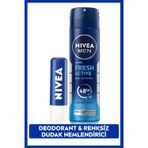 MEN Erkek Sprey Deodorant Fresh Active 150ml ve Original Care Nemlendirici Renksiz Dudak Bakım Kremi