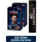 Men Perfect 80 - Kahve Siyah Amonyaklı Krem Saç Boyası 2 Adet Beyaz Kapatma Etkisi