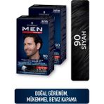 Men Perfect Schwarzkopf 2 Adet Siyah Krem Saç Boyası 90 - Doğal Görünüm ve Beyaz Kapatma Etkisi - Men Perfect Schwarzkopf Saç Boyası 90 - Siyah X 2 Adet