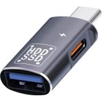 Mena Rise 2in1 Type-C To Type-C ve USB Dönüştürücü Çevirici Otg Type-C To Şarj ve Otg 3.0 Dönüştürücü - Altın