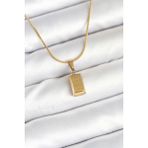 Mena Rise 316L Çelik Gold Renk Mini Külçe Altın Model Kolye - Lisinya
