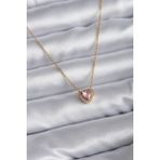 Mena Rise 316L Çelik Zincir Gold Renk Pembe Zirkon Taşlı Charm Kadın Kolye - Lisinya