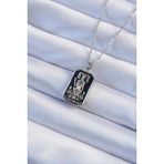 Mena Rise 316L Çelik Zincir Gümüş Renk Siyah Mineli Tarot Kolye - Lisinya