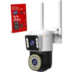Mena Rise 32 GB Hafıza Kartlı 4mp Yoosee Çift Lens Ip Kamera - Wıfı Otomatik Izleme, Su Geçirmez Kablosuz Güvenlik Ev Kamerası, Renkli Gece Görüş ( Lisinya )