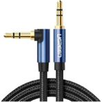 Mena Rise 90 Derece L Tipi 3.5 mm Aux Ses Kablosu Mavi 2 Metre - Ahşap