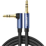 Mena Rise 90 Derece L Tipi 3.5 mm Aux Ses Kablosu Mavi 50 cm - Ahşap