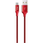 Mena Rise Alumicable Micro USB 1m. Şarj Kablosu - Kırmızı (2DK11K) - Ahşap