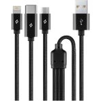 Mena Rise Alumicable Şarj Kablosu 1mt. Type-C,, Micro USB - 0 - Siyah