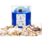 Mena Rise Büyük Üfleme Cam Balık Dekorlu Saks Mavisi Ocean Breeze Kokulu Vegan Mum (380 Gr) - 0,1 lt - 001-Renkli